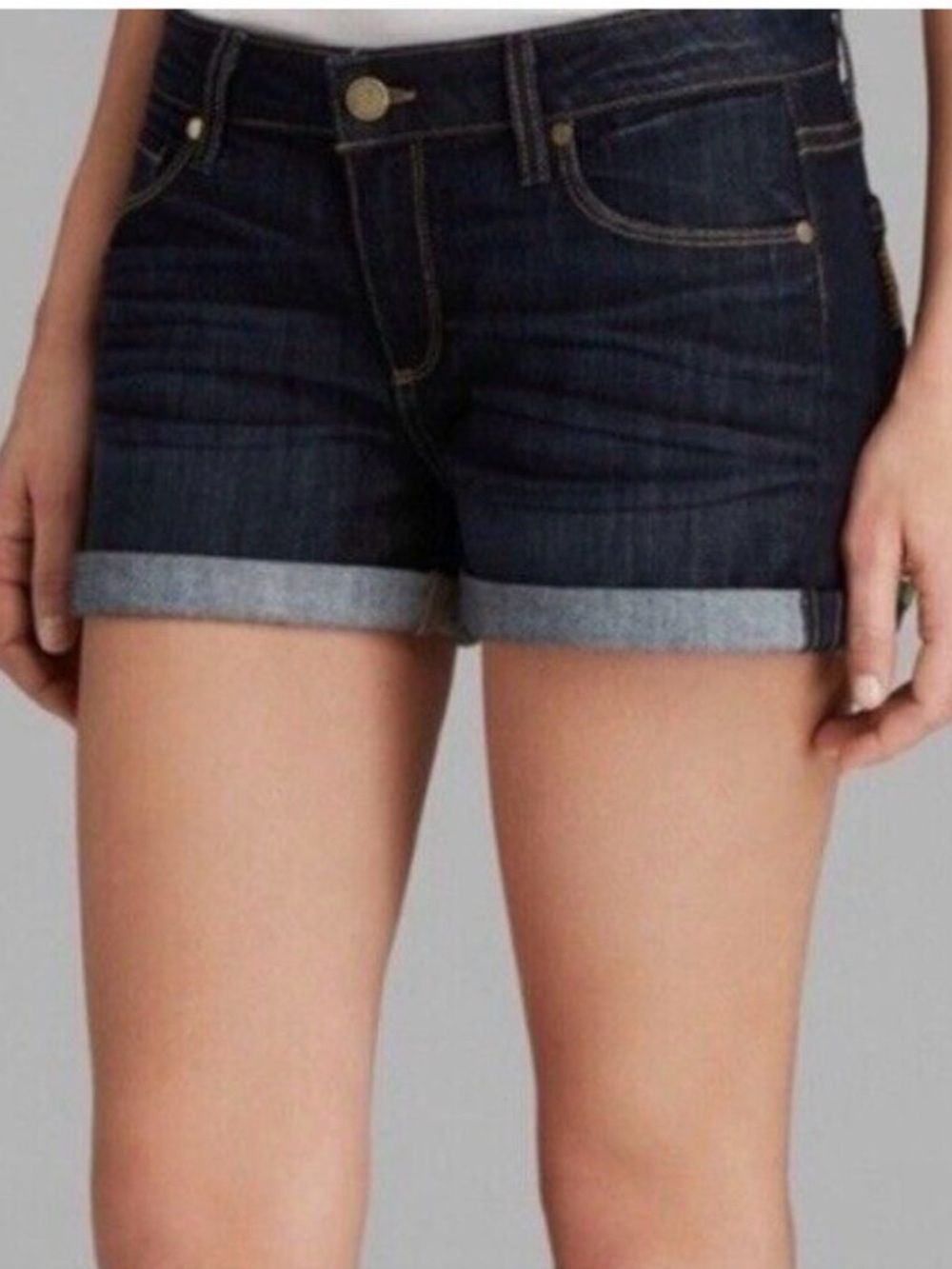 PAIGE Jimmy Jimmy Dark Indigo Roll-Cuff Jean Shorts